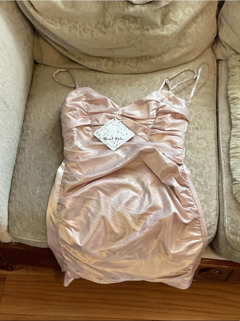 Angel Biba Lavender Ruched Mini Dress - Picture 3 of 6